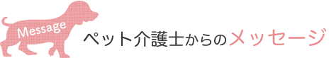 ペット介護士からのメッセージ