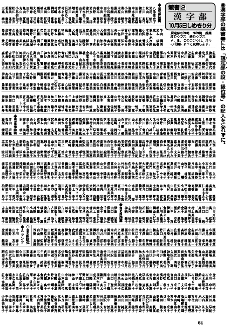 ペンの光 提出者全員の級・段を発表するページ