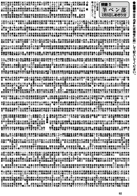 ペンの光 提出者全員の級・段を発表するページ