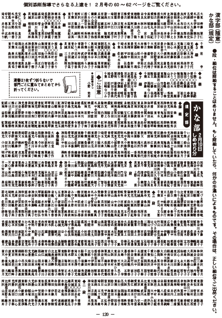 書の光 提出者全員の級・段を発表するページ